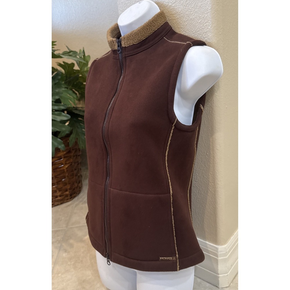Prana Women's Vest Full Zip Brown Sherpa Fleece Lined Sz S USA Boho‎ Hippie